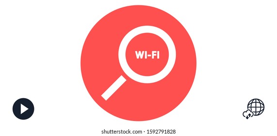 magnifier Wi Fi vector icons. Wi-Fi for the icon network. 