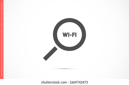 magnifier Wi Fi vector icons. Wi-Fi for the icon network. Wi-Fi icon search. Wi-Fi search from your phone icons.10 eps icon icons. flat icon design.