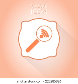 Magnifier - Wireless network icon. Flat style. Made in vector