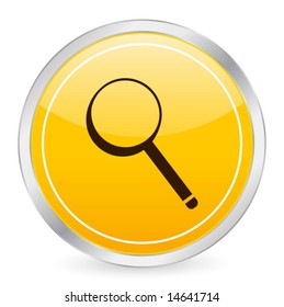 Magnifier yellow circle icon. Vector illustration