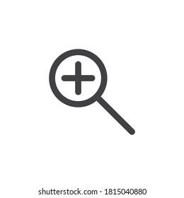Magnifier zoom line icon. linear style sign for mobile concept and web design. Magnifying glass plus outline vector icon. Symbol, logo illustration. Vector graphics