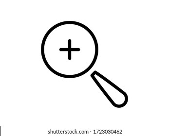 Vergrößernder Zoom, Suchsymbol. Zoom, Suche Vektorsymbol einzeln. Illustration Zoom Symbol, Vergrößerungssuche nach mobilen Apps. Piktogramm für Webdesign. Suche nach minimalistischem Stil