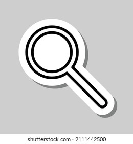 Magnifier, zoom simple icon vector. Flat desing. Sticker with shadow on gray background.ai