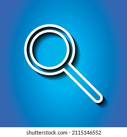 Magnifier, zoom simple icon vector. Flat desing. White icon with shadow on blue background.ai
