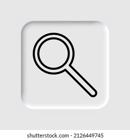 Magnifier, zoom simple icon vector. Flat desing. Neumorphism design.ai