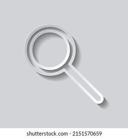 Ampliador, zoom simple vector de icono. Diseño plano. Estilo de papel con sombra. Fondo gris.ai