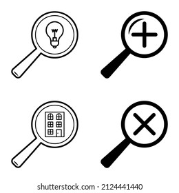Magnifiers Flat Icon Set Isolated On White Background