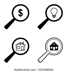 Icono plano de aumento conjunto aislado en fondo blanco