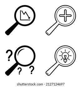 Magnifiers Flat Icon Set Isolated On White Background