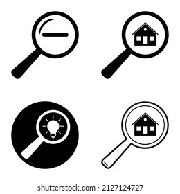 Magnifiers Flat Icon Set Isolated On White Background