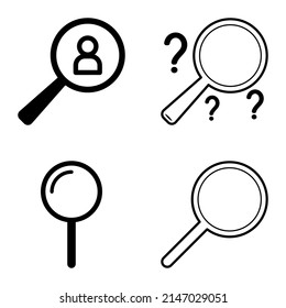 Magnifiers Flat Icon Set Isolated On White Background