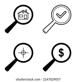 Magnifiers Flat Icon Set Isolated On White Background