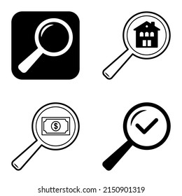 Magnifiers Flat Icon Set Isolated On White Background
