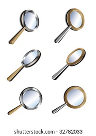 Magnifiers icon set for find and search or zoom