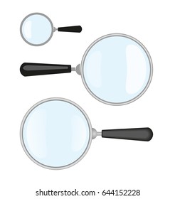 Magnifiers. Vector Illustration Of Magnifier and It's Flat Design and Simple Versions