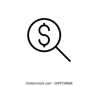 Icono de línea del magnifiger. Símbolo vectorial en estilo plano y moderno sobre fondo blanco. Canto web para diseño.