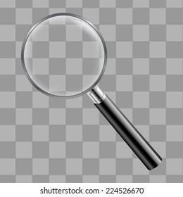 Vidrio De Magnificación Con Fondo Transparente Con Malla De Gradiente, Ilustración Vectorial