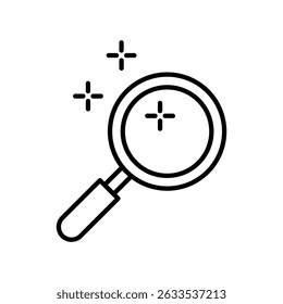 Magnifiying Glass Line Icon. Black and White Magnifiying Glass Outline Symbol