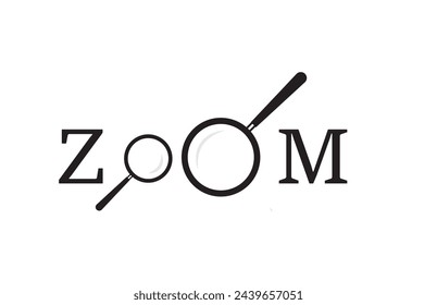 magnifiying glass or search icon vector design element.Zoom icon with letters. Magnifying glass are separate object. Stock Vector