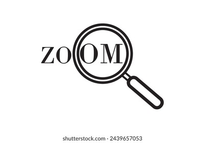 magnifiying glass or search icon vector design element.Zoom icon with letters. Magnifying glass are separate object. Stock Vector