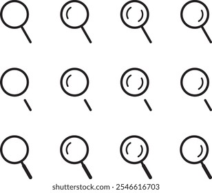 Magnifiying glass or search icon vector design element.