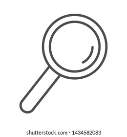 magnifiying glass vector icon thin line in white background