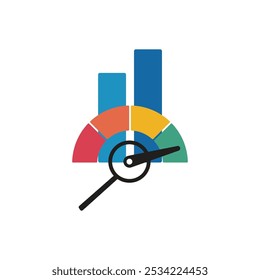 magnify analysis performance business icon vector illustration