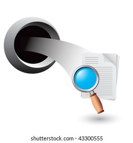 magnify documents coming out of hole