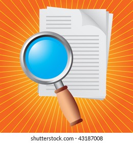 magnify documents orange starburst