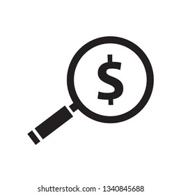 magnify with dollar  icon vector element