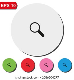 Magnify flat round colorful vector icon.