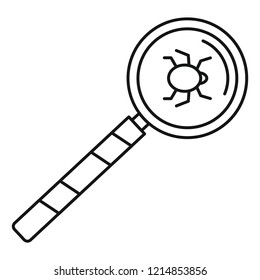 Magnify glass computer virus icon. Outline illustration of magnify glass computer virus vector icon for web design isolated on white background