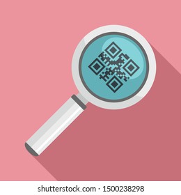 Magnify glass qr code icon. Flat illustration of magnify glass qr code vector icon for web design