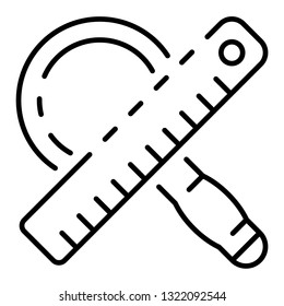 Magnify glass ruler icon. Outline magnify glass ruler vector icon for web design isolated on white background
