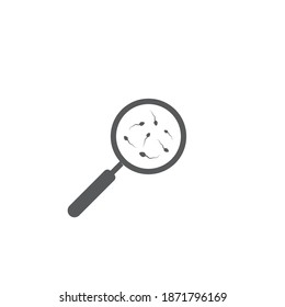 Magnify glass with sperm vector icon illustration design 