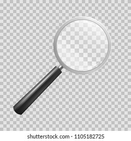 Magnify glass transparent lens, vector illustration