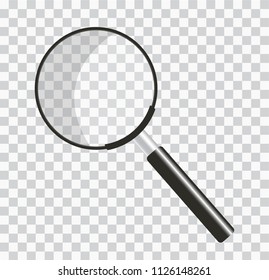 Magnify glass transparent lens, vector illustration