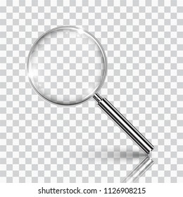 Magnify glass transparent lens, vector illustration