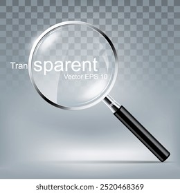 Magnify glass transparent lens, vector illustration