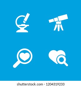 Magnify icon. collection of 4 magnify filled icons such as heart search, microscope. editable magnify icons for web and mobile.