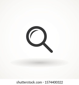 Magnify icon. Magnifying glass icon, vector magnifier or loupe sign. Search vector, magnifying glass pictogram. Zoom symbol.