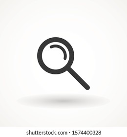 Magnify icon. Magnifying glass icon, vector magnifier or loupe sign. Search vector, magnifying glass pictogram. Zoom symbol.