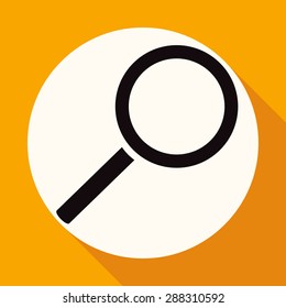 Magnify icon on white circle with a long shadow