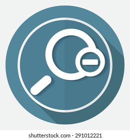 Magnify icon on white circle with a long shadow