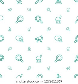 magnify icons pattern seamless white background. Included editable outline search, telescope, microscope, heart search, magnifier icons. magnify icons for web and mobile.