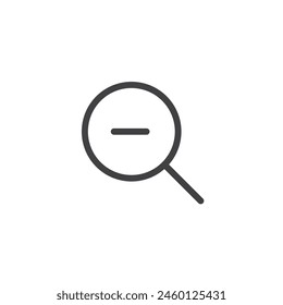 Magnify Less Icon Set. Magnifying glass with a minus sign to reduce zoom vector symbol.