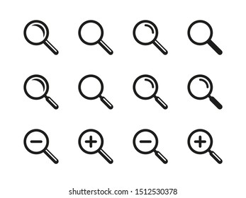 magnify set icon symbol vector, on white background