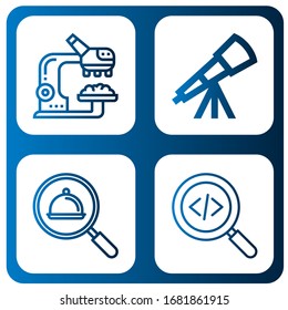 magnify simple icons set. Contains such icons as Research, Telescope, Search, can be used for web, mobile and logo