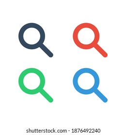 Ampliar conjunto de iconos vectoriales. Símbolo de la lupa o de la luna de aumento aislado sobre fondo blanco. EPS vectorial 10