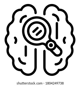 Magnifying brain icon. Outline magnifying brain vector icon for web design isolated on white background